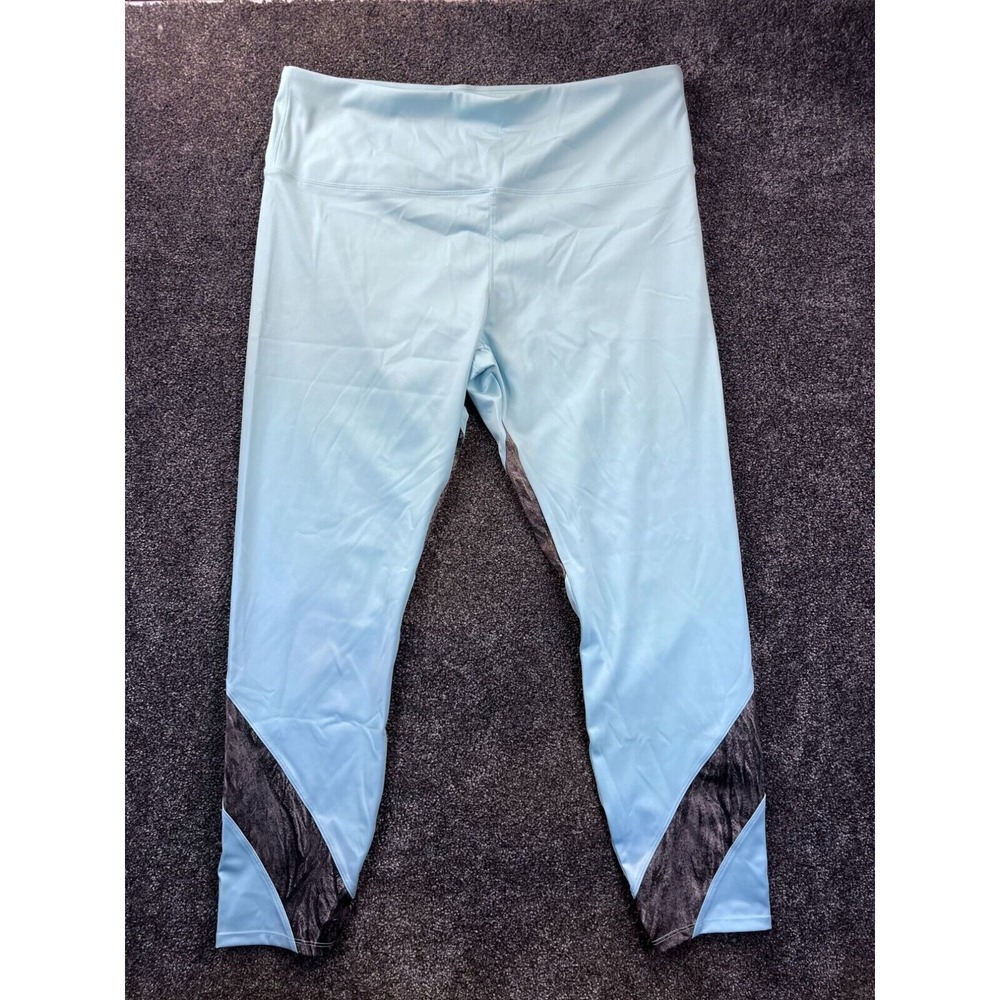 Soulgani Active Womens XL Leggings Light Blue With Gray Accents Polyester & Span